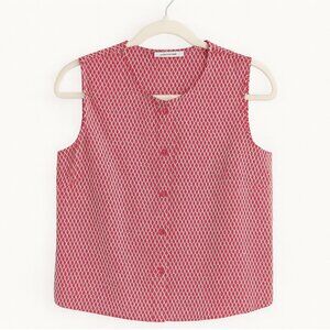 Equipment "Sienna" Sleeveless Blouse 100% Silk Cropped Button Down XS